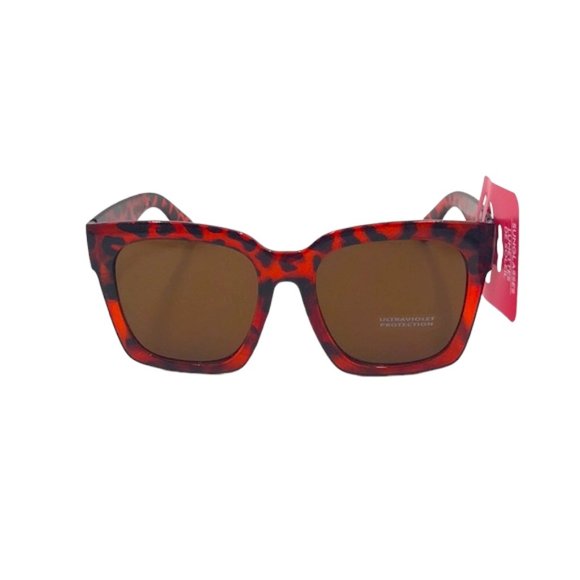 Lunettes 🕶 De Soleil Oversized Red Square Frame Sunglasses - Picture 2 of 6